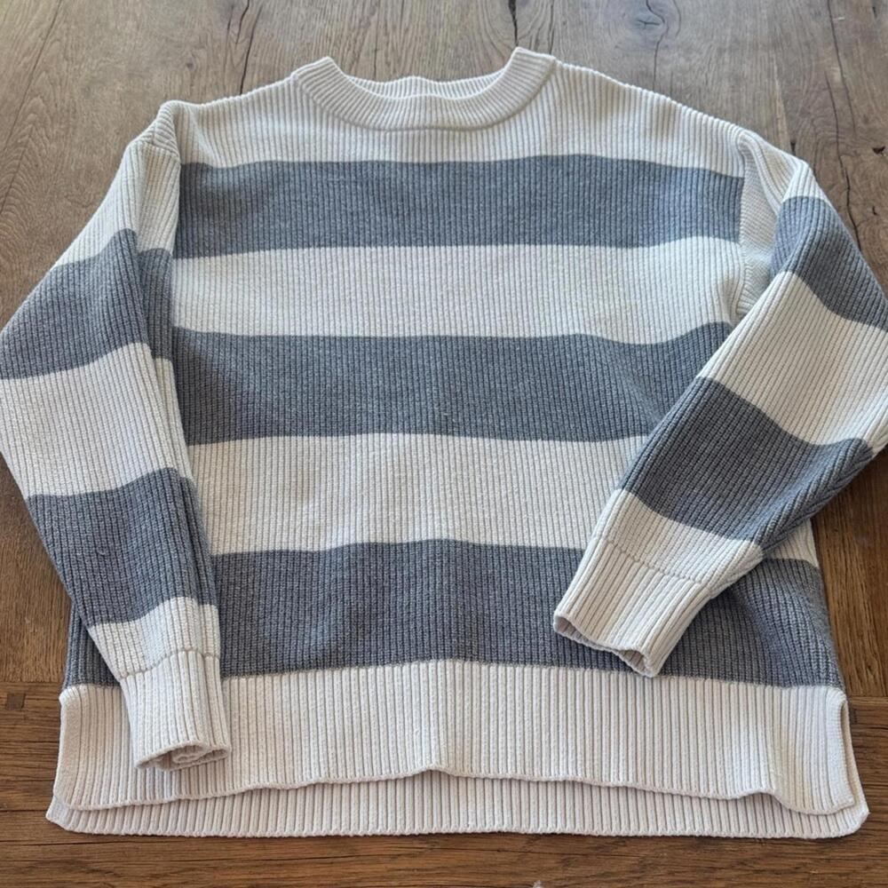 Zara White Ribbed Knit Sweater